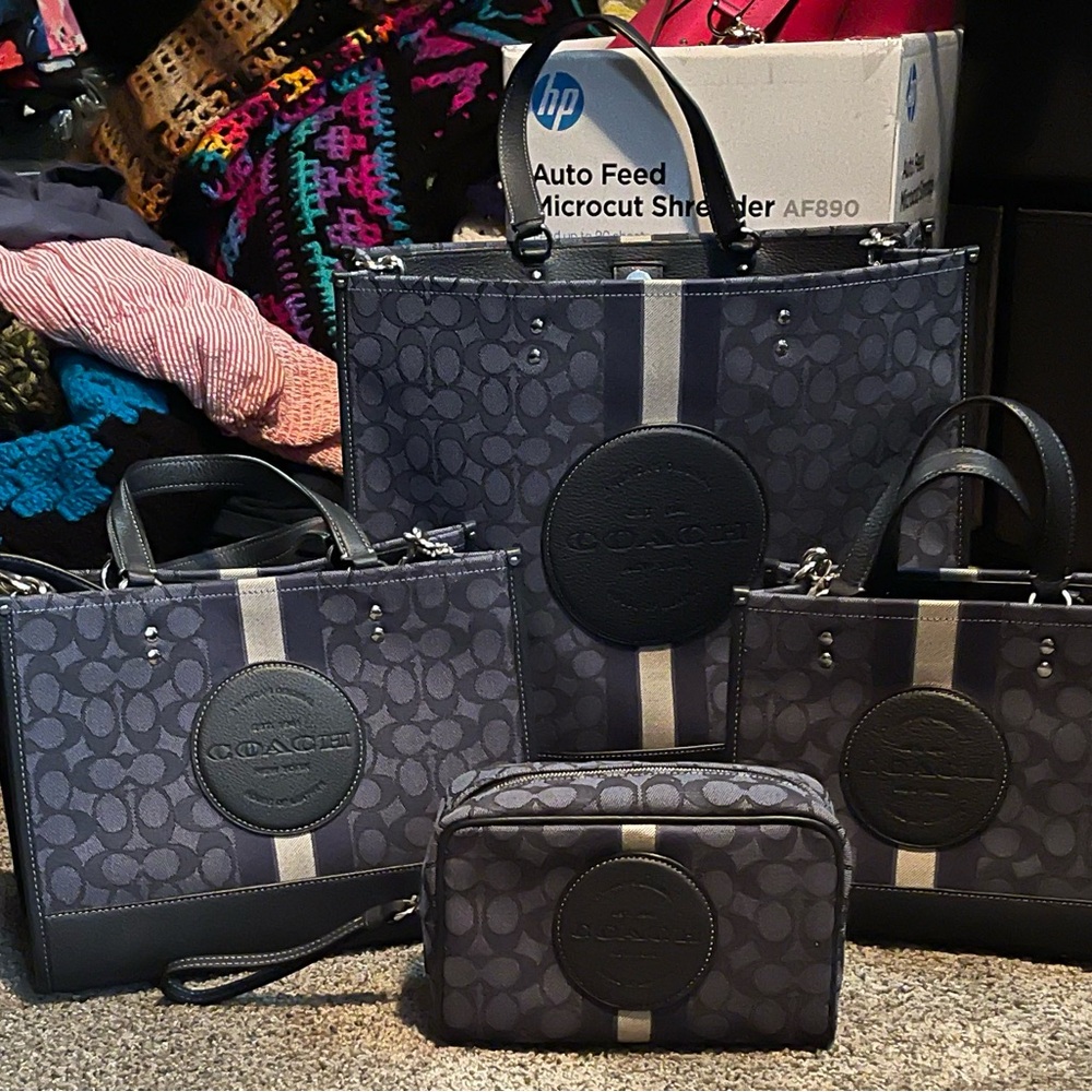 Coach Dempsey Totes In Signature Jacquard With Stripe